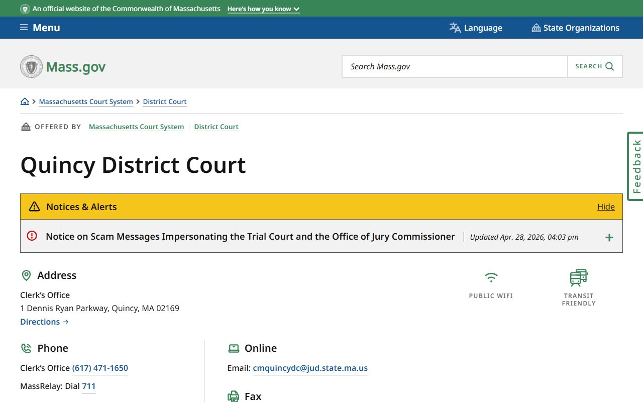 Norfolk County District Court at Quincy District Court with specialty court services