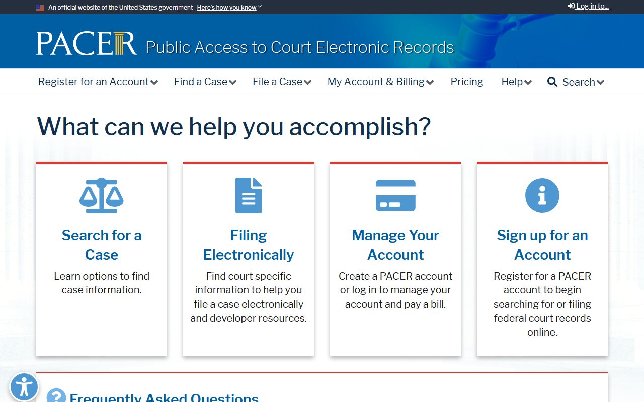 Norfolk County federal court records accessed through PACER federal court access portal