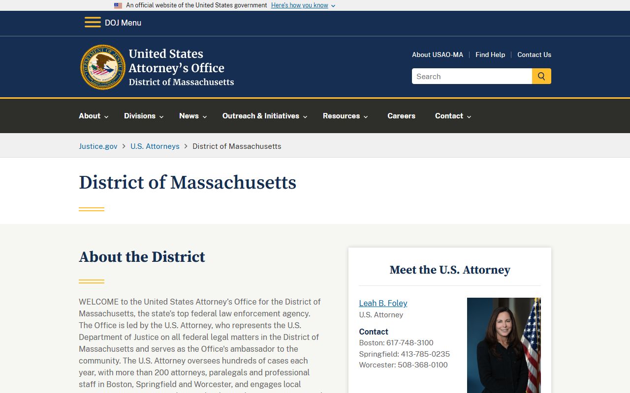 Norfolk County federal court records and U.S. Attorney prosecutions in Massachusetts