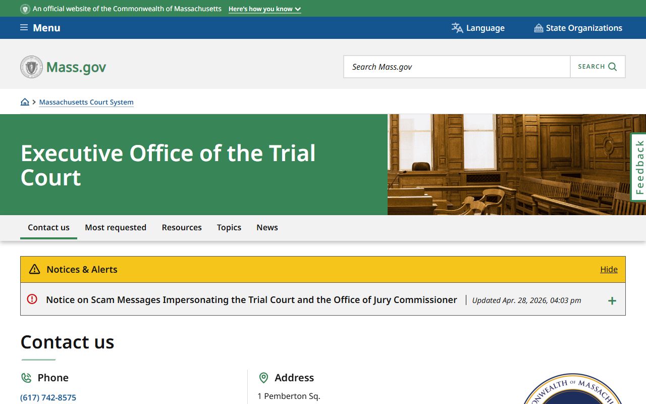 Norfolk County court records overseen by the Executive Office of the Trial Court