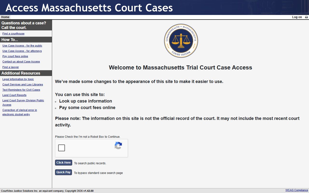 Norfolk County court records search on the MassCourts public portal