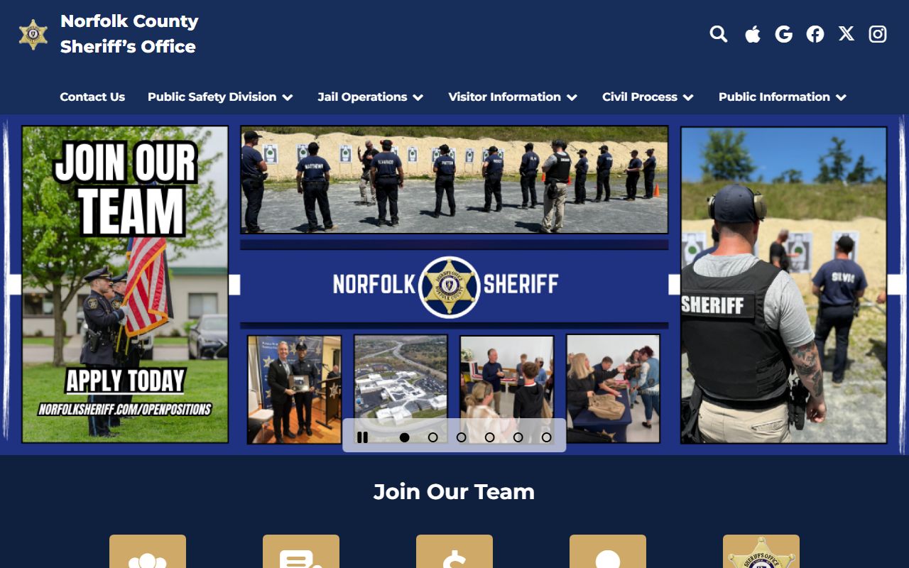 Norfolk County Sheriff site used for inmate and jail records
