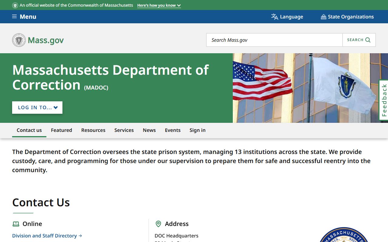 Massachusetts Department of Correction inmate search for Norfolk County residents