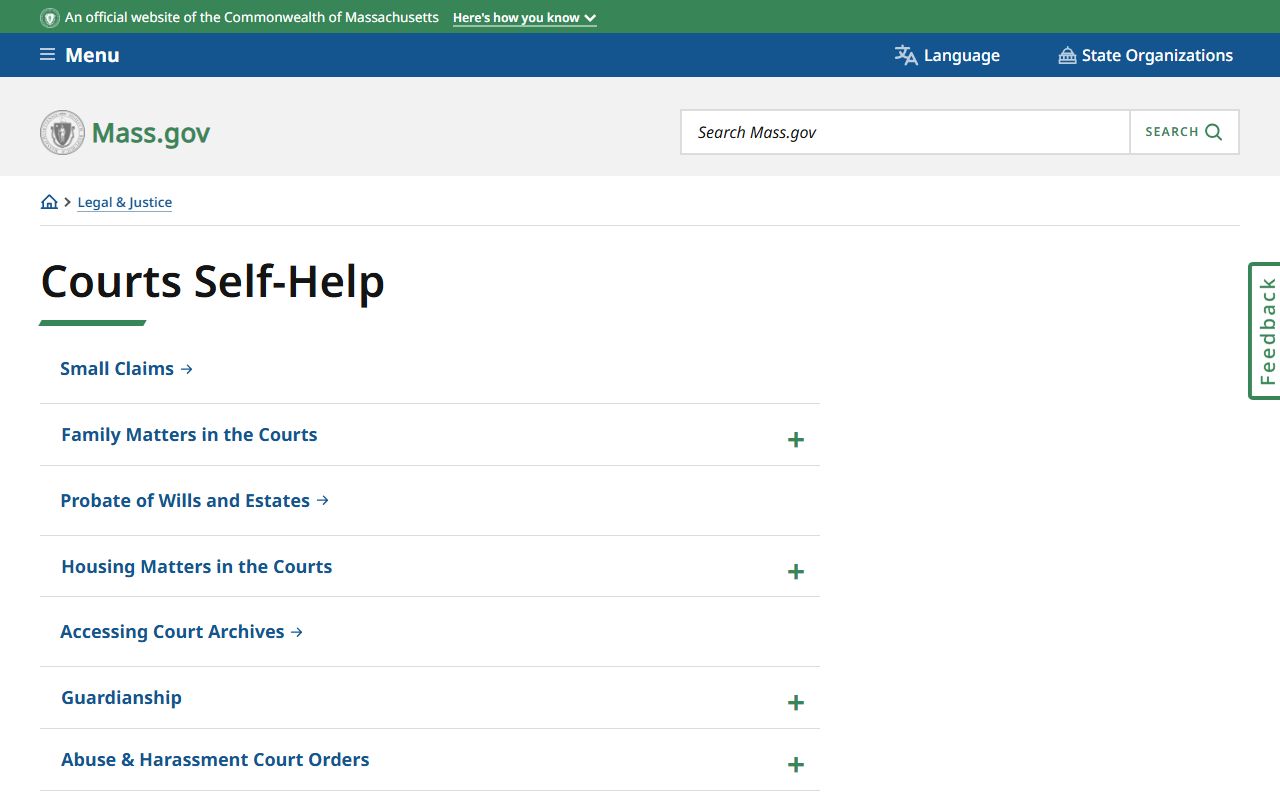 Norfolk County Massachusetts courts self-help page