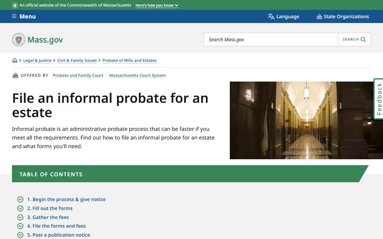 Norfolk County probate records informal probate guide on Mass.gov