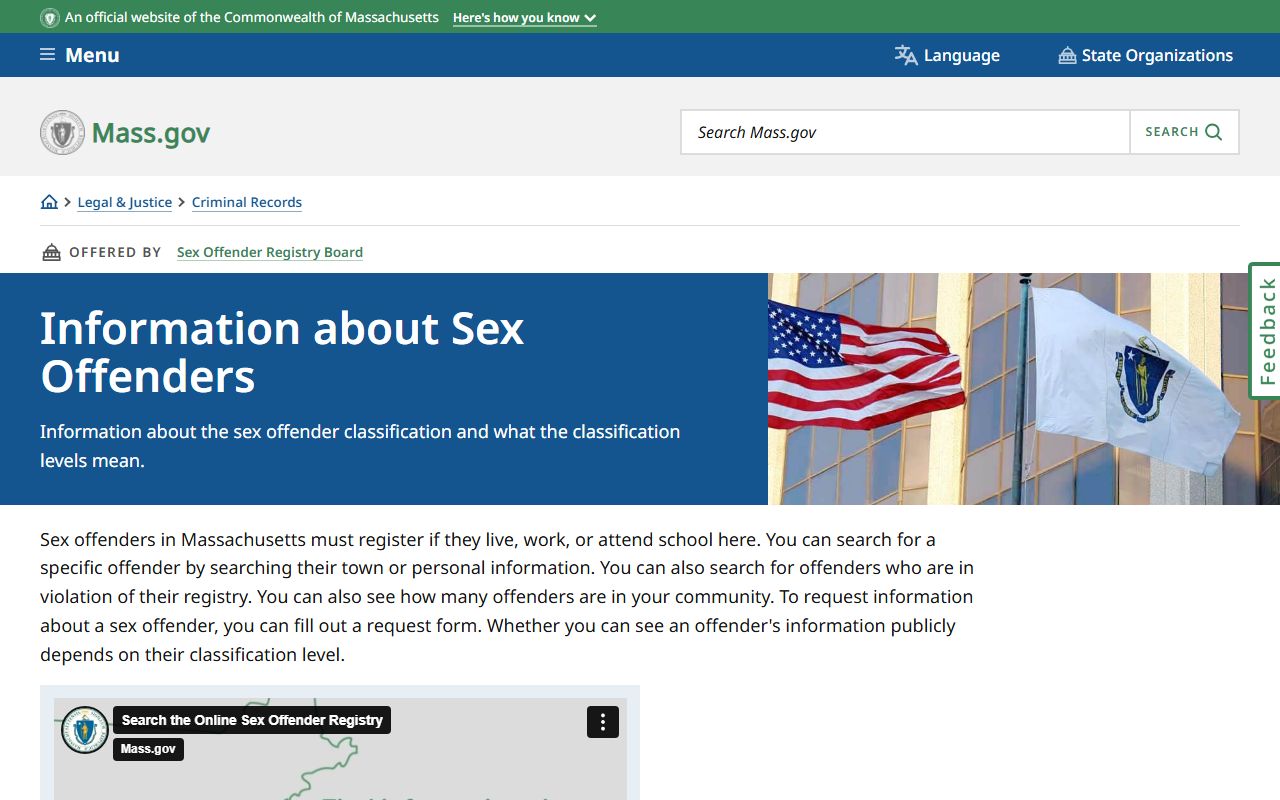 Norfolk County released inmates sex offender registry SORB public search